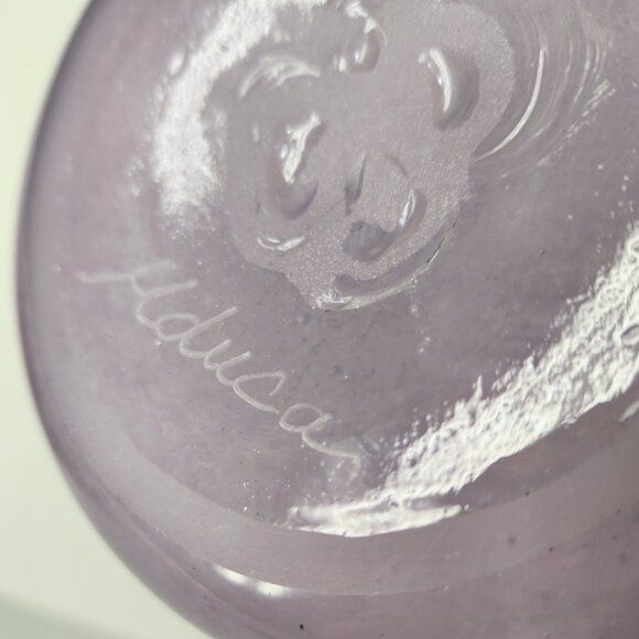 M Duca Hand Blown Mid-Century Glass Lattice Web Vase Gold Lavender Signed - Picture 15 of 16